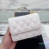 Mini sac à rabat matelassé français en peau d'agneau classique diamant feuille de métal émail poignée sac fourre-tout or chaîne de matériel de luxe Designer femmes