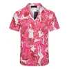 2022 Modna koszulka Summer Hawaiian Floral Letter Print Beach Shirt Men's Designer Silk Bowling swobodne krótkie rękawy azjatyckie rozmiar M-3xl