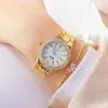 Wristwatches Ladies Watch Trend Full Diamond Temperament Women's Waterproof Gold Steel Band Quartz Girlfriend Gift ClockWristwatches Hec