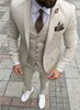 Novios de moda Esmoquin Muesca Solapa Hombres Trajes Padrinos de boda Trajes beige FitWedding / Novio de los hombres (chaqueta + pantalones + chaleco + corbata) NO: 38