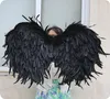 Feestdecoratie natuurlijke zwarte veer duivel vleugel volwassenen kinderen cosplay accessoires dansen propsparty