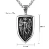 Pendanthalsband Rostfritt stål Angel Warrior Shield Halsband Herr Retro Cross Knight Amulet Halloween presentpendant