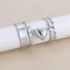 2 pièces coeur magnétique Couple anneau argent plaqué chaîne cubaine anneaux ouverts pour femmes hommes amoureux bijoux amoureux cadeau