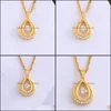 Pendant Necklaces Pendants Jewelry Teardrop Womens Chain Inlaid Cubic Zirconia 18K Yellow Gold Filled Cl Dhsim