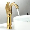 Bathroom Sink Faucets Brass Archaistic Swan Faucet Wash Basin Tap And Cold Water Cabinet Gold Retro MixerBathroom