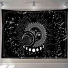 White Black Sun Moon Starry Sky Carpet Wall Hanging Witchcraft Rugs Hippie Psychedelic Dorm Decor J220804