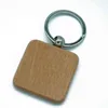 20 pcs em branco retângulo redondo chaveiro de madeira DIY Promoção Pingente de madeira Keychain Keyring Tags promocionais AA220318