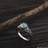 Anelli a grappolo Aquamarine Vintage for Women Bohémien Cross Cross Blue Blue Stone Ring Fashion Party Gioiello Trinket