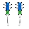 Dangle lustre personnalité grande déclaration mode bleu cristal pierres haute qualité boucles d'oreilles pour les femmes 2022 bijoux PartyDangle