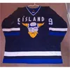 C2604 MIT Mighty Ducks Movie Jersey Stahl Island #9 Men's 100% sömda broderihockeytröjor Fast frakt
