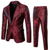 Jackets Pants Men Business Casual Slim Suit Sets Fashion printed Tuxedo Wedding formal dress Blazer stage performances Suit 220527