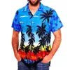 Men's Casual Shirts Short Sleeve Coconut Tree Printed Shirt Men Hawaiian Style Loose Print For Summer Beach Trend Tops