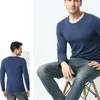 قمصان الرجال 94 ٪ MODAL 6 ٪ SPANDEX T-SHIRT Long Sleeve للرجال ألوان صلبة أساسية أساسية من الربيع والعلامة التجارية الخريفية مريحة