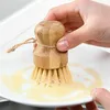Spazzola per vaso di palma Bambù Sisal Rotondo Mini Spazzola per scrub naturale Spazzola per pulizia a umido per lavare piatti Pentole Pentole Utensili per la casa di verdure
