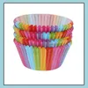 Cupcake Bakearware Kitchen Bar Bar Home Garden 100pcs Coups Paper Coups Lainbow Liner Cases Cup Cake Topper Baki Dhyec