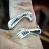 Gothic Hug Muscle Hands Rings For Women Men Adjustable Open Cuff Ring Party Wedding Couple Vintage Jewelry Anillos Bague 220719