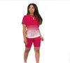 10pc/lotデザイナー2ピースパンツセット女性トラックスーツカジュアルスポーツ半袖Tシャツバイカーショーツスーツプラスサイズ