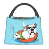 Custom English Bulldog In Innertube Bag Thermal Cooler Insulated Lunch Box for Picnic Camping Work Travel 220711