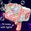 76 fori Angel Rocket Bubble Gun Machine Electric LED Bambini Bolle di sapone Blower Maker Giocattoli per la festa nuziale Boy Girl Gift Y220725