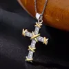 Mücevher tasarımcıları kolye elmas kolyeler çapraz dini dua inanç altın kaplama gümüş kolyeler kolye kübik zirkonya slayt unisex için kadın erkek