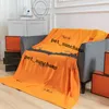 Orange Letters Blankets Leisure Travel Velvet Blanket Winter Fall Warm Soft Carpet Shawls Luxury Man Woman Towels