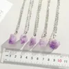 Reiki bijoux de guérison pierre naturelle pendentif fil enroulé balle hexagonale améthyste Quartz cristal collier pendule Chakra Pendulo