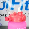 Quifit water bottle 2L bouncing straw gallon with unique timeline measurement target BPA sports portable 220307