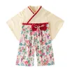 Baby meisje kimono babykleding Japanese romper print kimono bloemenprint rode boog kawaii kleding peuter meisje kleding kinderen outfit G4371517