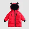 Fleece Warm Winter Long Jacket For Girls Boys Fashion Cotton Padded Cute Ear Boys Girls Down Jacket Outerwear Children's Clothing J220718