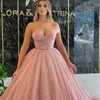 Sparkly Rose Gold Sequined One Shoulder Evening Dresses Luxury High Quality Prom Gown with Detachable Train Long Formal Party Gown