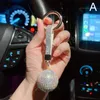 Creative Diamond Rhinestone Key Rings Crystal redonda Chave de bolas de bolas de couro para bolacha de bolinho de bolsa de couro