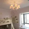 Pendant Lamps Romantic Young Girl Children Room Droplight Princess Bedroom Pink Crystal Led Chandeliers /5lights/6 Lights Lustres 90-260VPen