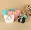 Azione! 5 colori Sacchetto regalo in carta con manico in nastro Sacco porta abiti colore Confezione abbigliamento bambino pappa regalo