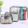 Sacs de rangement PVC Voyage Transparent Cas Vêtements Articles de toilette Sac Bagages Serviette Valise Pochette Zip Soutien-Gorge Lavage Cosmétiques OrganisateurStorage