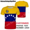 Wenezuela Free Custom Flag Coat of Arms T Shirt Bolivarian Republic Men Emblem Shirts DIY Stany Nazwa miasta T 220616