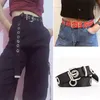 Cinture Cintura da donna di moda Punk Scava fuori anello di metallo Foro di tela per le donne Ragazze Casual Jeans lunghi selvaggi Cintura femminileCinture Emel22