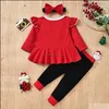 Ensembles de vêtements bébé enfants bébé maternité filles tenues de noël enfants hauts à manches volantes santa dhuyb