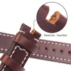 24mm Cowhide band Men Vintage Genuine Leather Black Dark Brown Band Strap Wiht Stainlee Steel Pentagram Clasp G220420