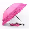 Lace Women Rain Umbrella Sun Paraguas Mujer Black Parasol Princesa dobrável Guarda chuva Invertido decoração de proteção UV 20220616 D3