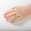 Anillos de racimo nudo de doble capa Color plata mujeres Micro pavimentado brillante CZ cristales dedo mujer joyería de moda Anel PartyCluster