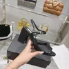 Women Lambskin Printed Sandals Pink Black High Heel Sandal Designer Fashion Single Dress Shoes Sexy Thick Heel Slide