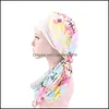 Bonnet/Skl Casquettes Chapeaux Chapeaux Foulards Gants Accessoires de mode Femmes Fleur Imprimer Chemo Cap Turban Long Bande De Cheveux Écharpe Head Wraps Chapeau Boho