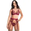 3Pcs Porn Sexy Lingerie Women Set Lace Garter Stocking Clip Exotic Set Jarretl Teddy Sexy Lace Bandage Underwear Thong L220727