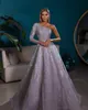 One Shoulder Beading Lilac Prom Dresses Long Sleeve Sequine Lace Women Formal Evening Gowns Tulle A Line vestido de novia