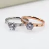 Wedding Rings Anti Allergy Titanium Steel 1 Big 4 Small Cubic Zirconia Ring For Woman Rose Gold Color Crystal Jewelry Bague Wynn22