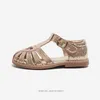 Sandalias de niñas de cuero genuinas zapatos de verano para niños Zapatos para niños para niñas Sandalia plana Princesa Zapatos KS604 220527
