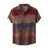 Męska koszula Vintage styl etniczny Drukowanie luźne krótkie rękawowe koszule codziennie noszenie wysokiej jakości biura bluzki chemise homme