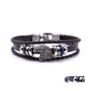 Bracelets porte-bonheur Mtilayer Hommes Casual Pour Femmes Bracelet En Cuir Tressé Punk Rock Bijoux Chic Hjewelry Drop Delivery Dh0Bn