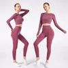 2 pezzi senza soluzione di continuità set da yoga per donna allenamento abbigliamento sportivo abbigliamento da palestra fitness corto crop top leggings a vita alta tute sportive 220330