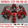 OEM Body for Yamaha YZF R6 R6 YZF600 600CC 98-02 Bodywork 7No.2 YZF 600 CC YZF-600 YZFR6 98 99 00 01 02 YZF-R6 1998 1999 2001 2001 2002 Kit de Fabricação de Injeção Preto Chamas